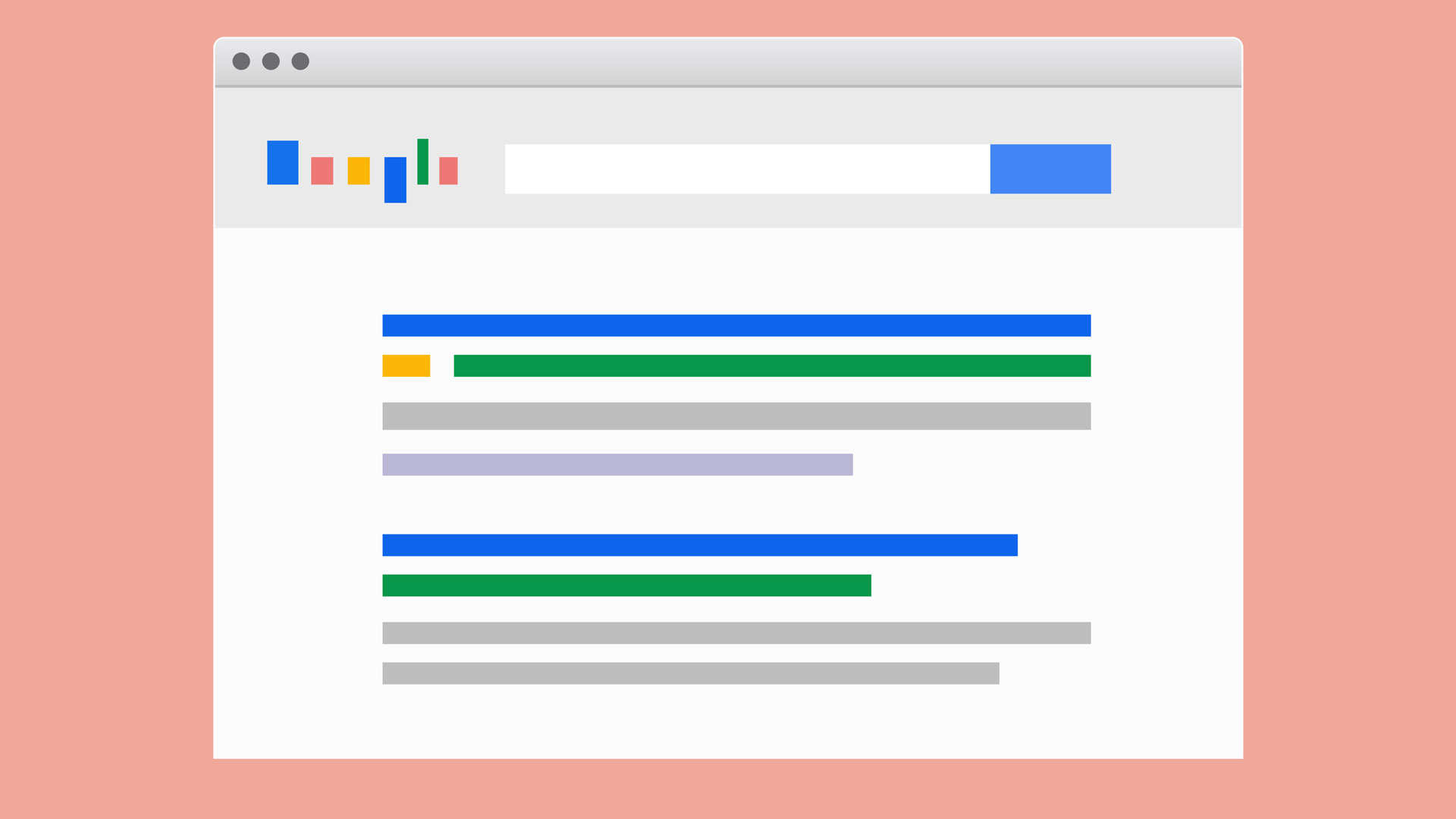 Search engine view illustration. Prioritising results