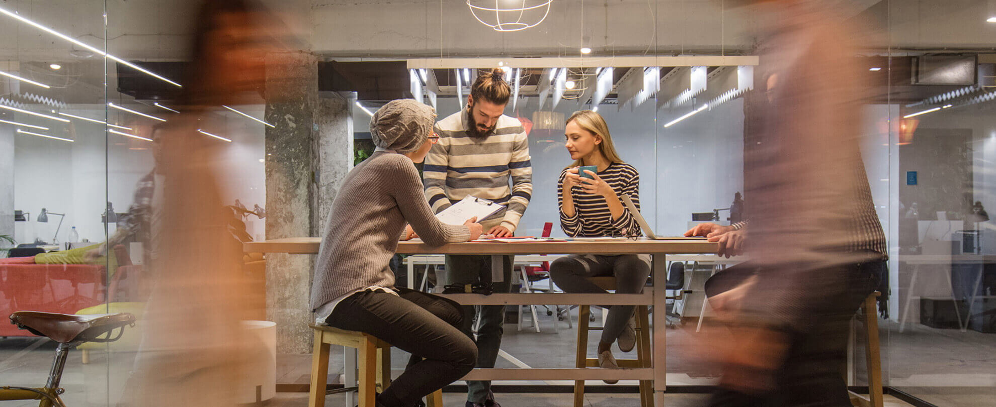 people working in studio